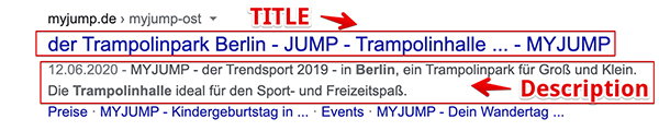 Freizeitanbieter SEO-Tipps: Metatags optimieren - Beispiel Trampolinhalle